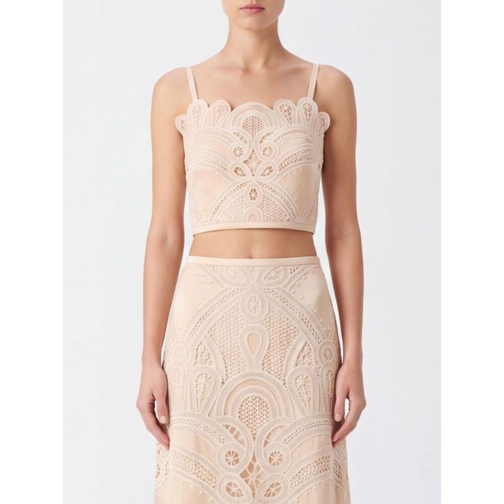Elie Saab Women Elie Saab Off-The-Shoulder Macrame Lace Cropped Top